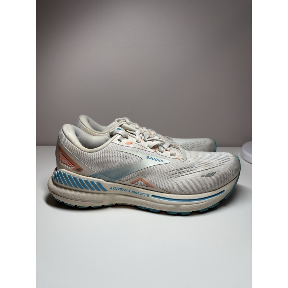 Brooks Adrenaline GTS 23 Womens Shoes White Blue Sneaker‎ 1203811B152 - Size 7